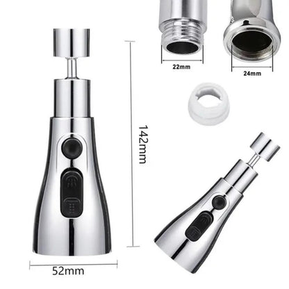 3 Modes Kitchen Sink Faucet Sprayer | 360° Rotating Tap Head | Splash-Proof Water Saving Nozzle