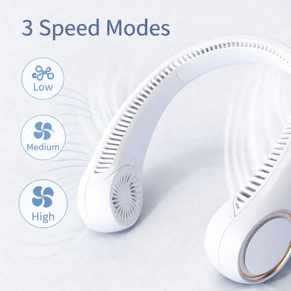 Portable Bladeless Neck Fan – 4000mAh Rechargeable USB Cooling Fan with 3 Speeds, Hands-Free Wearable Personal Fan for Indoor & Outdoor Use