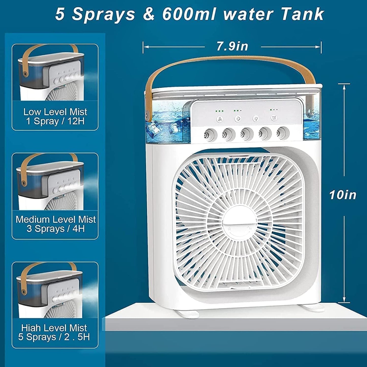 Portable Air Cooler Fan with 7 Color LED Light – Instant Personal Cooling Anywhere