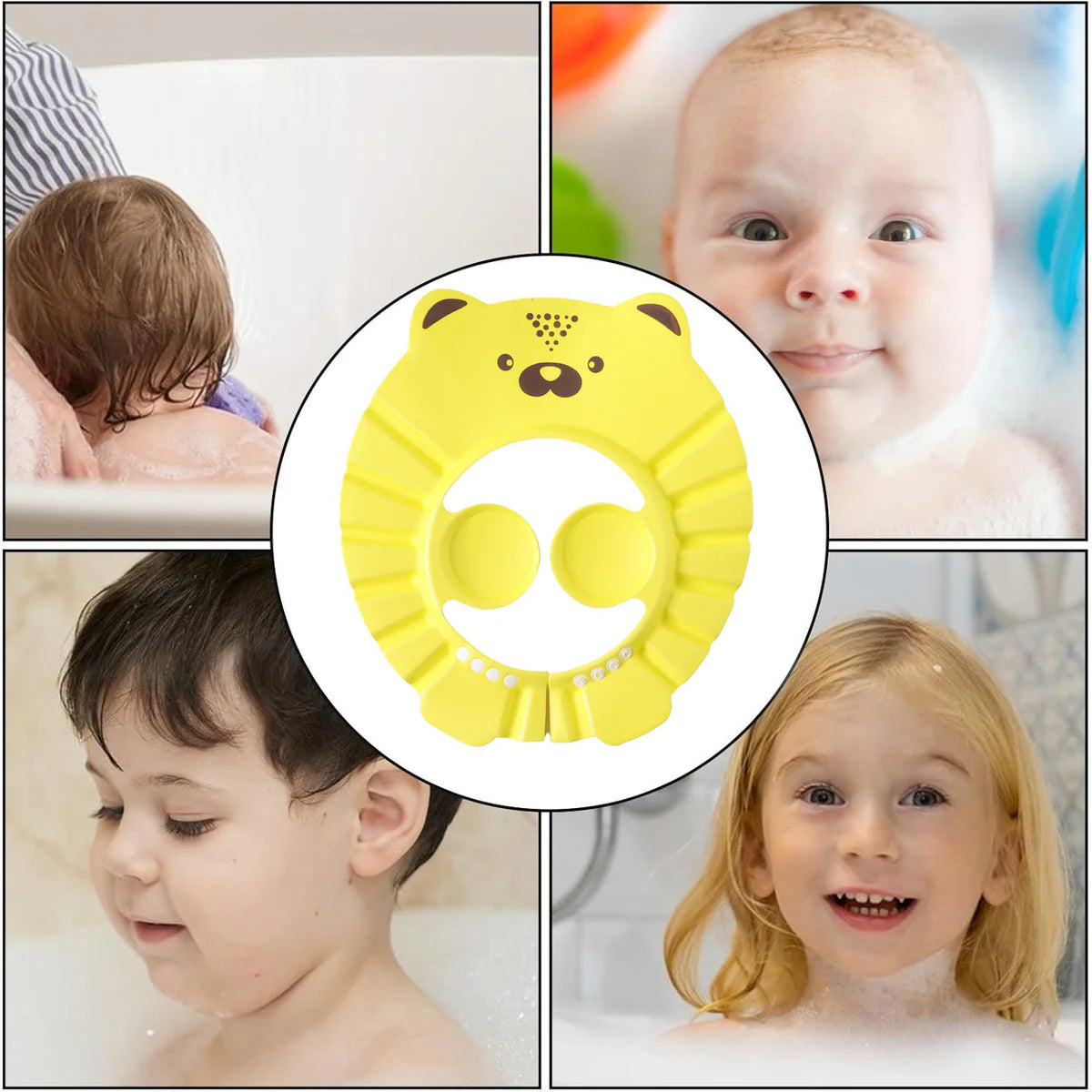 Baby Bath Shower Cap – Adjustable Silicone Shampoo Visor for Kids | Waterproof Eye & Ear Protection Bath Hat for Toddlers & Children (Multi Colour)