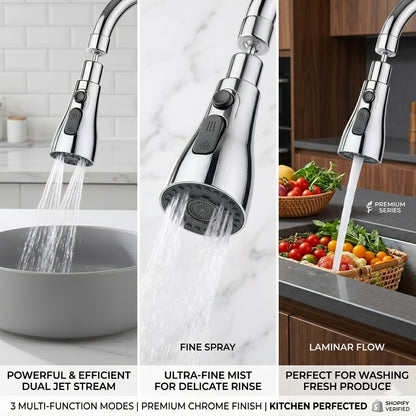 3 Modes Kitchen Sink Faucet Sprayer | 360° Rotating Tap Head | Splash-Proof Water Saving Nozzle