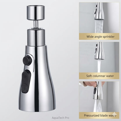 3 Modes Kitchen Sink Faucet Sprayer | 360° Rotating Tap Head | Splash-Proof Water Saving Nozzle