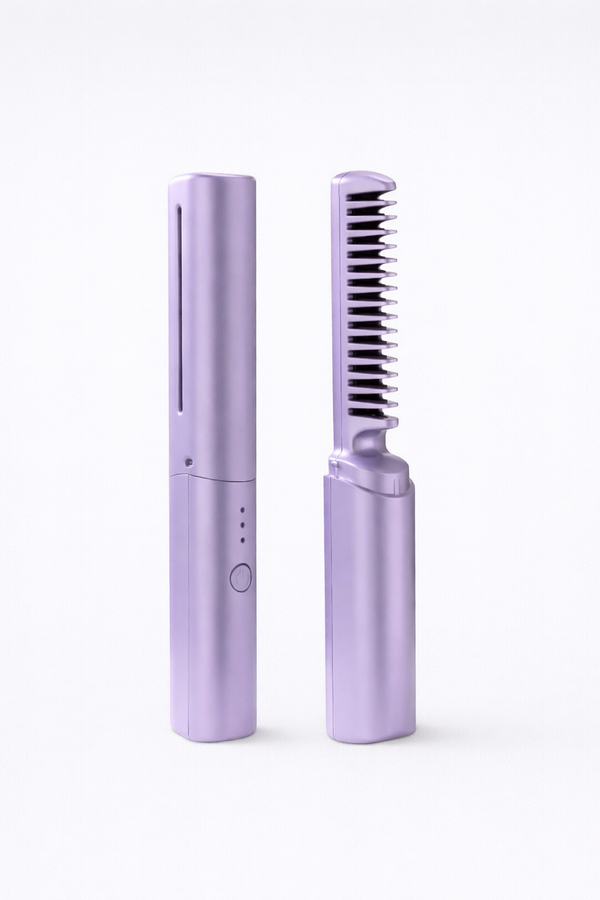Meneflix Portable Mini Hair Straightener Cordless Rechargeable Mini Adjustable Hair Straightener Hot Comb