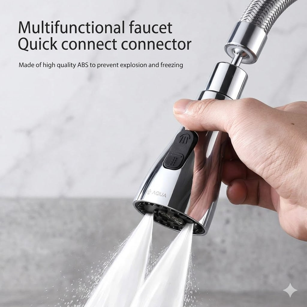 3 Modes Kitchen Sink Faucet Sprayer | 360° Rotating Tap Head | Splash-Proof Water Saving Nozzle