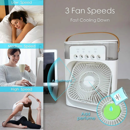 Portable Air Cooler Fan with 7 Color LED Light – Instant Personal Cooling Anywhere